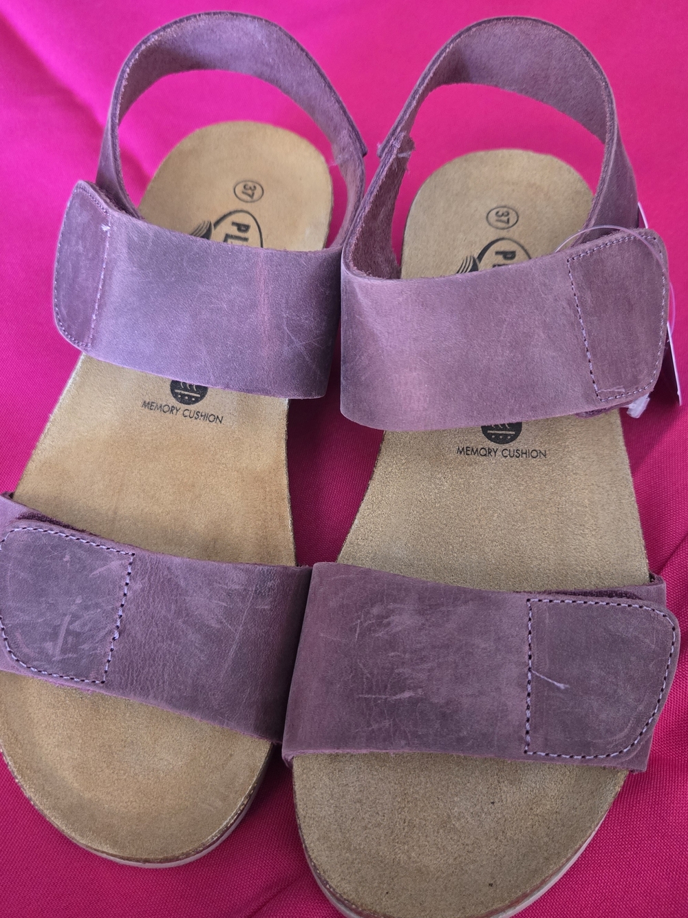 New PLAKTON Women's Suede Strap Sandals - Dusty Mauve